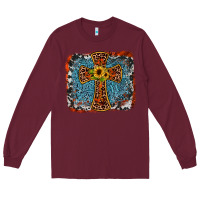 Burgundy western cross Long Sleeve Tee - JahusDesignShop