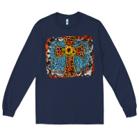 Navy western cross Long Sleeve Tee - JahusDesignShop