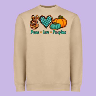 Peace Love Pumpkins Heavyweight Sweatshirt Designed By Nancycooperartshop