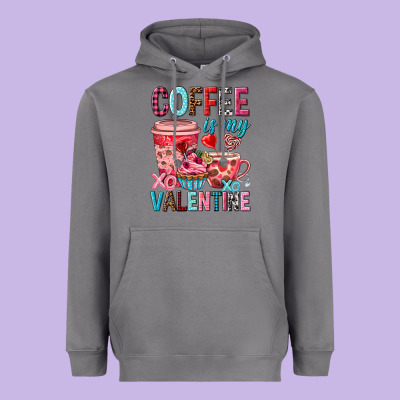 Coffee Is My Valentine Valentine's Day Heavyweight Hoodie Designed By Howdyjamesfarm