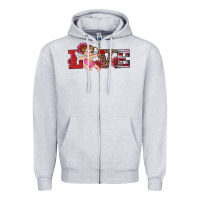 Heather Grey valentine's day cupid sunflowers love Zipper Hoodie - RanaPortraitStore
