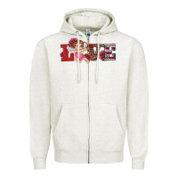 Oatmeal Heather valentine's day cupid sunflowers love Zipper Hoodie - RanaPortraitStore