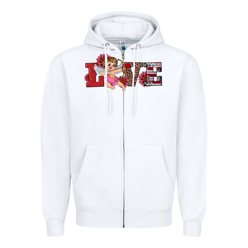 Valentine's Day Cupid Sunflowers Love Zipper Hoodie by RanaPortraitStore | Teevron