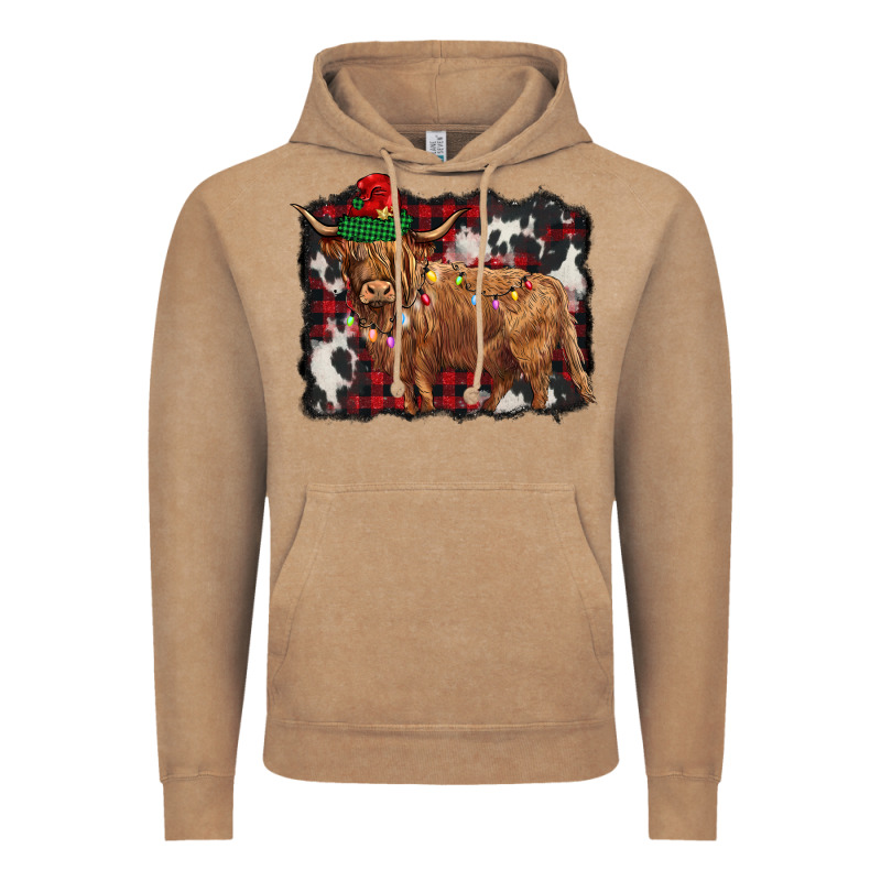 Christmas Highland Cow Vintage Hoodie by BarkalooDesign | Teevron