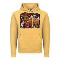 Vintage Mustard christmas highland cow Vintage Hoodie - BarkalooDesign