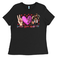 Black peace love makeup Ladies Tee - RacoonDesign