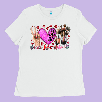 Peace Love Makeup Ladies Tee Designed By Racoondesign