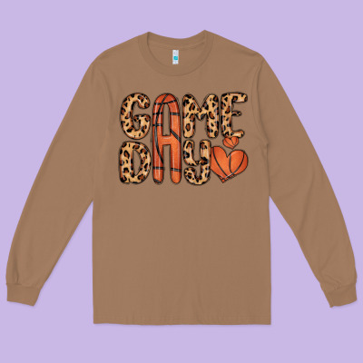 Game Day Basketball Long Sleeve Tee Designed By Maliassmallbusiness