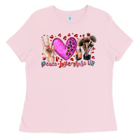 Bubblegum Pink peace love makeup Ladies Tee - RacoonDesign