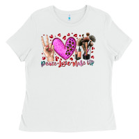 White peace love makeup Ladies Tee - RacoonDesign