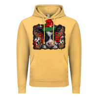 Vintage Mustard christmas black and white baby cow Vintage Hoodie - BarkalooDesign