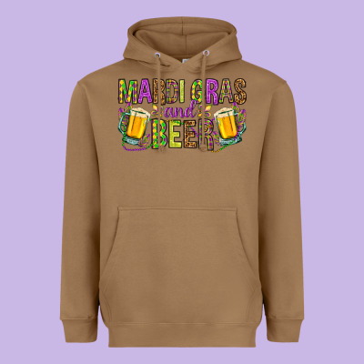 Mardi Gras And Beer Hjf Heavyweight Hoodie Designed By Howdyjamesfarm