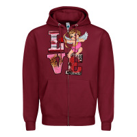 Burgundy valentine's day cupid love Zipper Hoodie - RanaPortraitStore