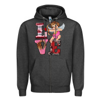 Charcoal Heather valentine's day cupid love Zipper Hoodie - RanaPortraitStore
