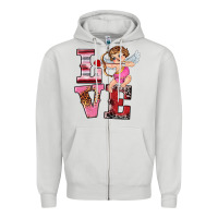 Dove Grey valentine's day cupid love Zipper Hoodie - RanaPortraitStore