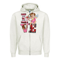 Oatmeal Heather valentine's day cupid love Zipper Hoodie - RanaPortraitStore