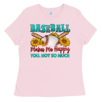 Bubblegum Pink baseball makes me happy you, not so much Ladies Tee - HRA Design Shop