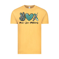Vintage Mustard peace love phlebotomy Vintage Tee - MaliasSmallBusiness