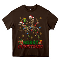Chocolate Brown merry christmas deer skeleton Heavy Core Tee - FaDigitalArtStudio