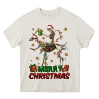 Cream merry christmas deer skeleton Heavy Core Tee - FaDigitalArtStudio