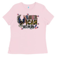 Bubblegum Pink american woman Ladies Tee - CowhideDigitalArt