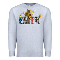 Heather Grey Faith USA sunflower 4th of july Premium Sweatshirt - HowdyJamesFarm