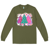 Army Green christmas leopard trees Long Sleeve Tee - MaliasSmallBusiness