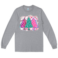 Heather Grey christmas leopard trees Long Sleeve Tee - MaliasSmallBusiness
