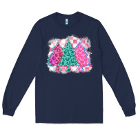 Navy christmas leopard trees Long Sleeve Tee - MaliasSmallBusiness