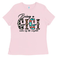 Bubblegum Pink being a gigi makes my life complate Ladies Tee - CowhideDigitalArt