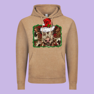 Christmas Background Baby Calf Vintage Hoodie Designed By Barkaloodesign