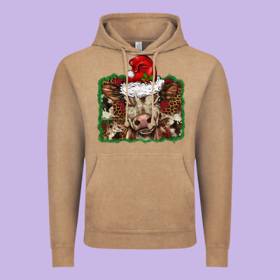 Christmas Background Baby Calf Vintage Hoodie Designed By Barkaloodesign