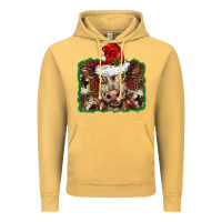 Vintage Mustard Christmas background baby calf Vintage Hoodie - BarkalooDesign