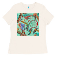 Bone pipe tomahawk dreamcatcher headdress seamless patt Ladies Tee - FaDigitalArtStudio
