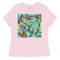 Bubblegum Pink pipe tomahawk dreamcatcher headdress seamless patt Ladies Tee - FaDigitalArtStudio