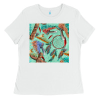 White pipe tomahawk dreamcatcher headdress seamless patt Ladies Tee - FaDigitalArtStudio