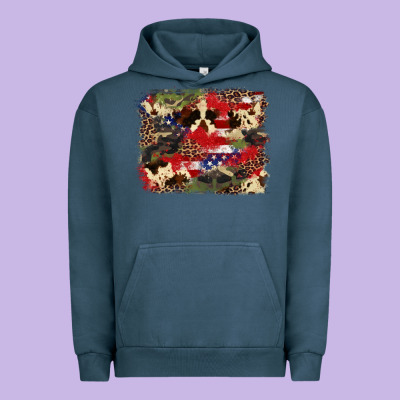 4th Of July American Flagcowhide  Leopard Backgrou Urban Hoodie Designed By Fadigitalartstudio