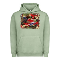 Pigment Oil Green 4th of july american flagcowhide  leopard backgrou Urban Hoodie - FaDigitalArtStudio