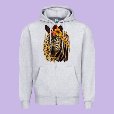 Zebra With Sunflowers Zipper Hoodie Designed By Bettercallsaul