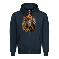 Navy Zebra With Sunflowers Zipper Hoodie - Bettercallsaul