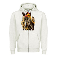 Oatmeal Heather Zebra With Sunflowers Zipper Hoodie - Bettercallsaul