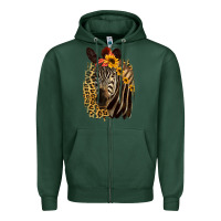 Sports Green Zebra With Sunflowers Zipper Hoodie - Bettercallsaul