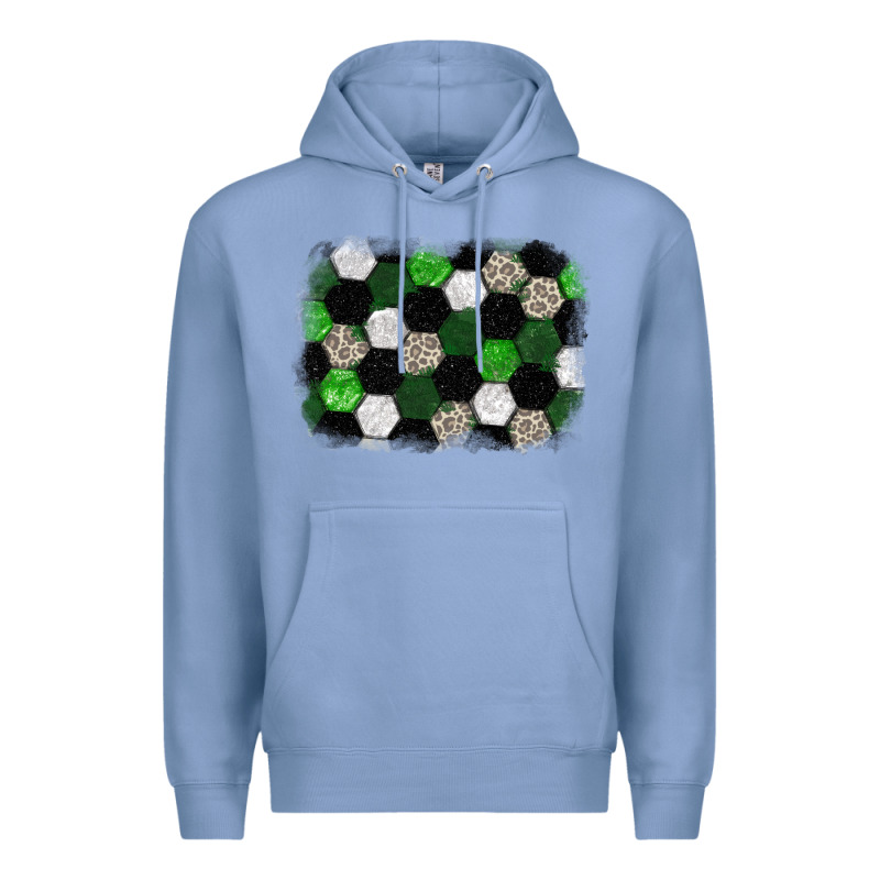 Soccer Leopard Glitter Background Premium Hoodie by HowdyJamesFarm | Teevron