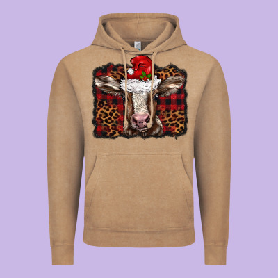 Christmas Background Baby Calf Vintage Hoodie Designed By Barkaloodesign