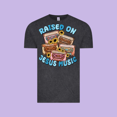 Raised On Jesus Music Vintage Tee Designed By Maliassmallbusiness