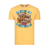 Vintage Mustard raised on jesus music Vintage Tee - MaliasSmallBusiness