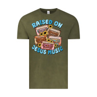 Vintage Olive raised on jesus music Vintage Tee - MaliasSmallBusiness