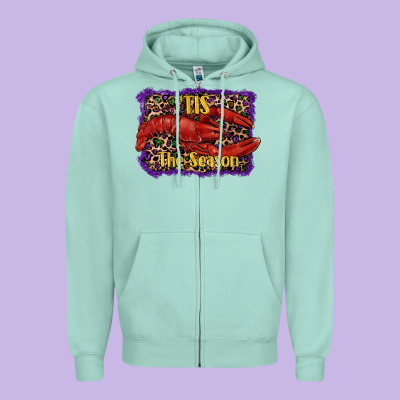 Mardi Gras This The Season Lobster Zipper Hoodie Designed By Ranaportraitstore