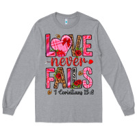 Heather Grey love never fails i corintians 13 8 Long Sleeve Tee - NancyCooperArtShop