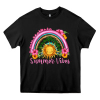 Black summer vibes  rainbow Heavy Core Tee - HRA Design Shop